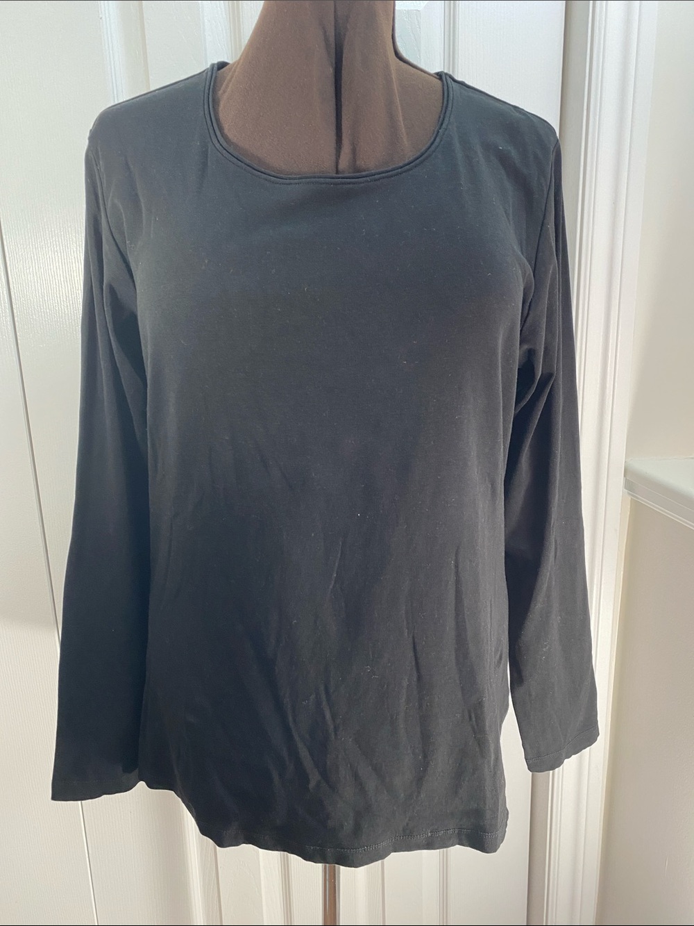 2 for $25 - Ellen Tracy Pima Cotton Black Long-Sleeve Basics Tee, XXL